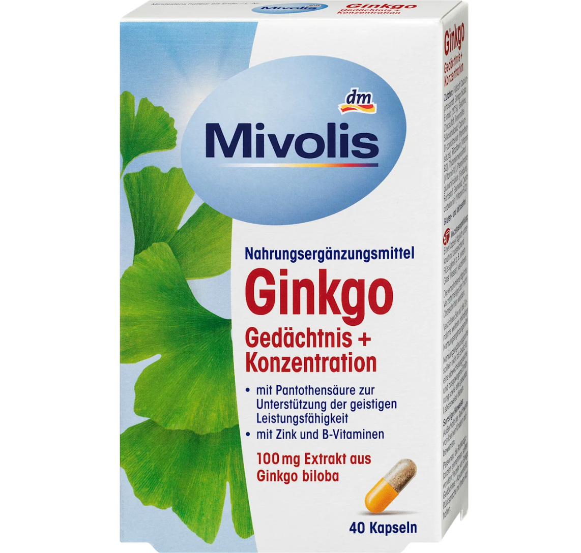Ginkgo Memory + Concentration Capsules, 40 pcs, 20 g