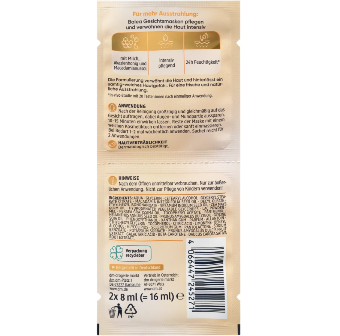 Face Mask Milk & Honey, 16 ml
