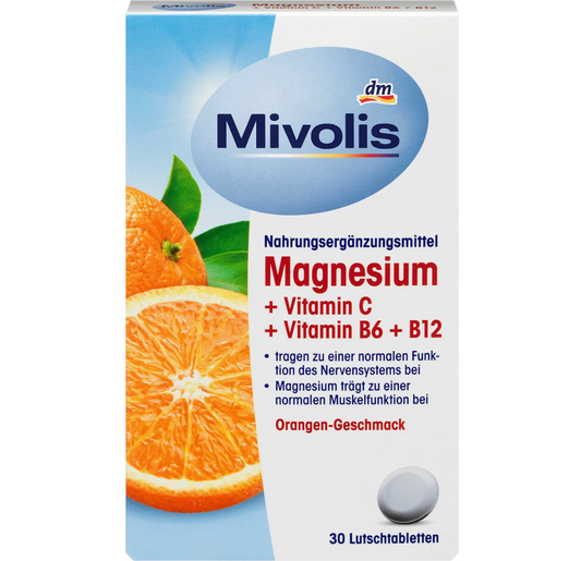 Magnesium + Vitamin C + Vitamin B6 + B12 Lozenges, 30 pcs, 45 g