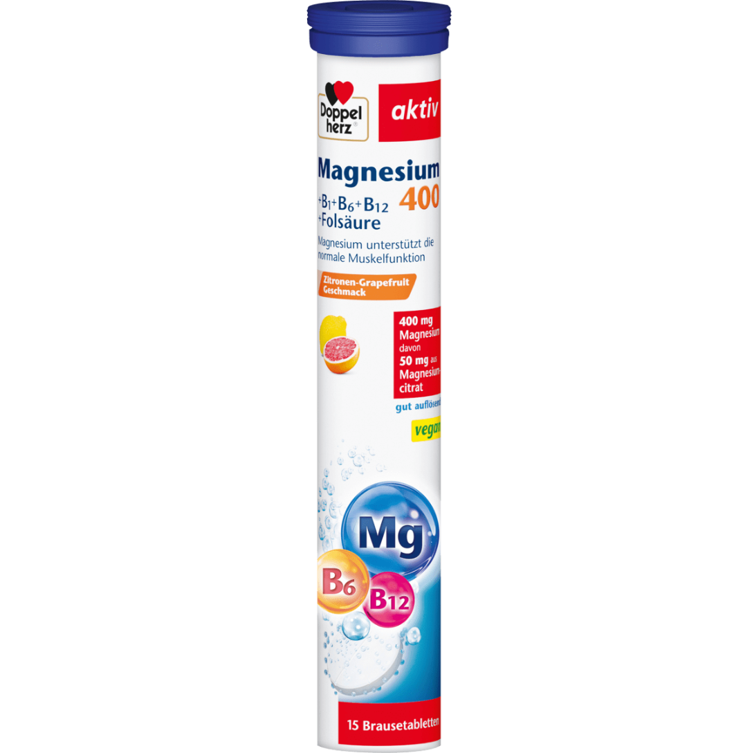 Magnesium 400 + Vitamin B6 + B12 + Folic Acid Effervescent Tablets, 15 pcs, 97.5 g
