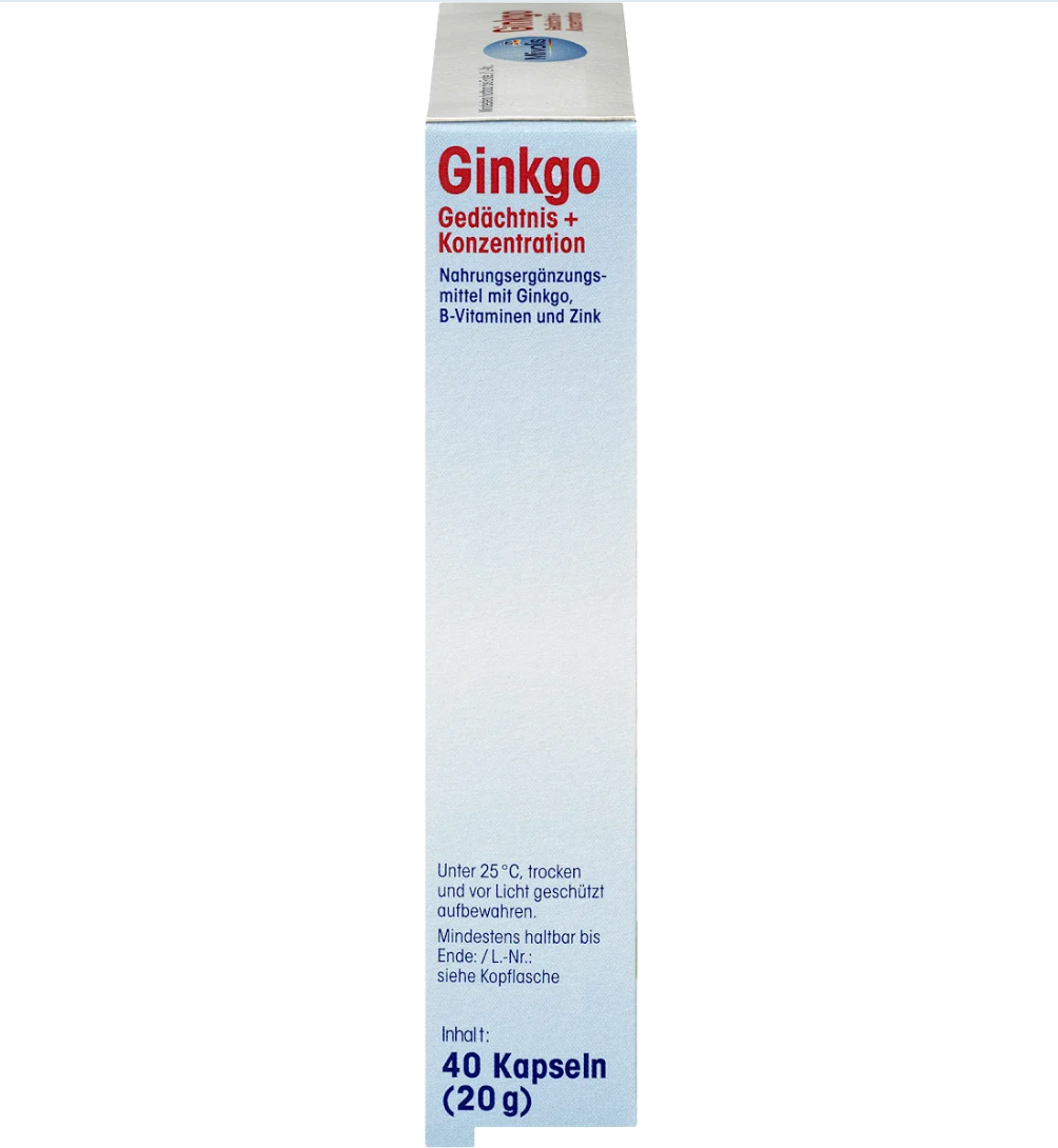 Ginkgo Memory + Concentration Capsules, 40 pcs, 20 g